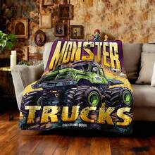 1PC 3D Monster Jam Monster Truck Cartoon Blanket, Edgy Gift For Motorsports Fans, Themed Man Cave Decor, Retro Sci-Fi Party Accent & Race Day Souvenir,Soft Throw Blanket For Home Bedroom Bed Sofa Picnic Travel Office Cover Blanket - Multicolour 36 - View 3