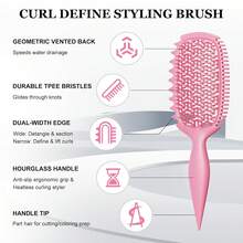 Curl Defining Detangling Brush For Thick Coily 4A-4C Hair - Dual Sided Design - 2054 Hồng Pastel - Xem 2