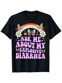 Camiseta Divertida con Mariposas y Arcoíris Diseño Colorido Frases Graciosas Ropa Casual para Hombres y Mujeres  Juvenil Estilo Urbano Moda Mexicana Ideal Regalo Original en Negro - Negro - Ver 1