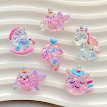 5/10/20pcs Vibrant Animal Themed, Colorful Unicorn Resin Charm Accessories - Ideal Gifts For Christmas, Valentine's Day, New Year - Unicorn - View 2