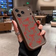 Pattern Phone Silicone Case For Iphone 17 16 15 14 13 12 11 Pro Max Plus 16E Creative Design Cover - Red Ribbon Khaki21YJ - View 4