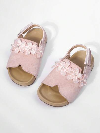 2pcs/Set Girls' Floral Princess Sandals, Non-Slip Soft Bottom Children's Sandals, Soft Leather Toddler Versatile Sandals, Suitable For Summer Wear
