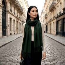 Thick Women's Pashmina Scarf Fashion Shawl Long Shawl - Dark Green - View 1