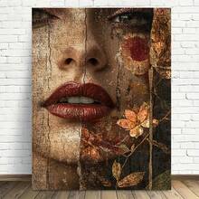 1pc, Canvas Wall Art - Portrait Style Art Print, Elegant Woman Face And Floral Wall Decor, Modern Aesthetic, Stretched Canvas With Solid Wood Frame, Ready To Hang Art For Living Room, Bedroom, Office - Poster - View 3
