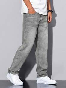 Shendy Vendy Men's Slim Pants, Fashion Stretch Skinny Denim Pants, Classic Men's Jeans With Pocket - 淺灰色 - 查看 3