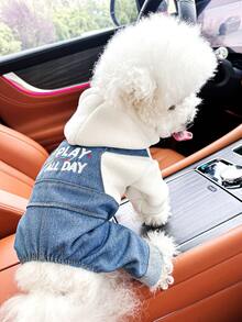 PETCIRCLE 1pc Pet Clothes, European & American Style, Suitable For Small Dogs & Puppies, Cute & Comfortable Overalls - Multicolor - View 10