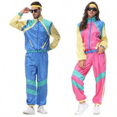 Cosplay Hip-Hop Paar Performance Kostüme Retro-Disco Dance Sportbekleidung