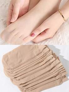 10 Pairs Solid Color Mid-Calf Socks, Suitable For Daily Wear - Apricot - View 4
