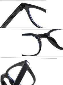 1pc/2pcs Plain Square Flat Lens Glasses, Retro Minimalist Eyeglasses Frame, Korean Style - Clear - View 4