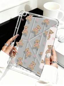 可爱小熊蝴蝶结图案平板电脑保护套，兼容苹果Air 11英寸M3（2025款）/M2（2024款）、Air第五代（2022款）、（A16）11英寸第十一代（2025款），也兼容三星Galaxy Tab平板电脑和Kindle Paperwhite第十二代（2024款）。透明背壳，时尚图案保护套，支持自动睡眠/唤醒功能，配备气囊保护，适合作为礼物或办公使用。 - 彩色 - 查看 5