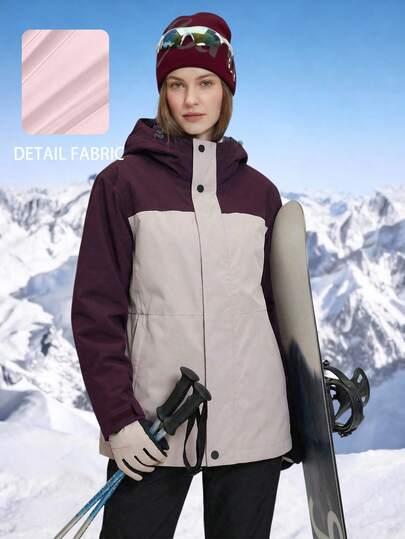 Women's Autumn Clothing, Women's Winter Clothing, Women's Long-Sleeve Hooded Windproof Waterproof Wash-Resistant Zipper Collision Color Outdoor Jacket, Women's Sports Outdoor Casual Soft Shell Versatile Outerwear