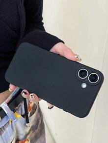 1pc Black Slim Straight Edge Phone Case, Designed For Camera Protection, Made Of Soft Microfiber Material With Shock-Absorbing Function, Compatible With Various Models Including Compatible With IPhone, Honor, Alive, 6 To 17, S26/S25 Series, Note Series,International Version, Not The Domestic Version - Black - View 4