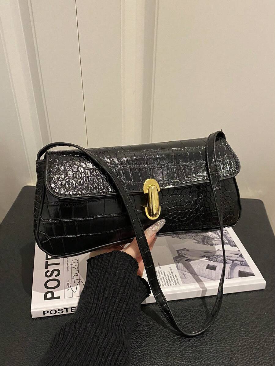 2026 Spring/Autumn New Arrival Unique Chic Baguette Bag, Underarm Bag, Minimalist Shoulder Handbag For Women - Black - View 1