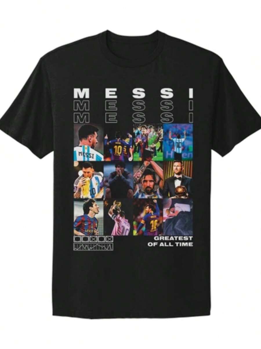 Lionel , 10 Miami, Argentina World Cup Champions Graphic T-Shirt (2)-4 - 黑色 - 查看 1