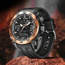 Reloj de cuarzo multifuncional de negocios para hombres LIGE, con pantalla dual, resistente al agua, luminoso y calendario de moda - Plateado - Ver 12