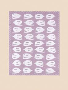 1pc Baby Knitted Blanket, Minimalist Jacquard Cartoon Animal Pattern, Windproof Stroller Cover, Suitable For All Seasons - Dusty Pink - View 4