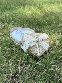 1pc Creative Handmade Ring Box, Proposal Engagement Ring Box, Linen Fabric Wedding Flower Girl Gift Ring Holder (Ring Not Included) - 1PC - View 6