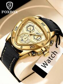 LIGE 男士经典石英表，防水夜光，不锈钢表带，双时区设计 - 金色 - 查看 9