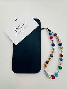 1 件时尚玻璃珠挂绳，短手链，适合钥匙、手机、相机吊坠配件 - 彩色 - 查看 11