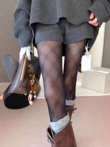 1双女士水钻蝴蝶结丝袜，透明连裤袜，洛丽塔风格薄款亲肤连裤袜，适合可爱JK洛丽塔女孩装扮 - 彩色 - 查看 6