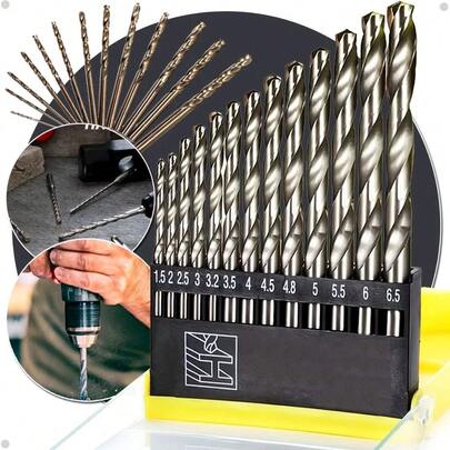 Jogo de Broca Aço Rápido 13 Peças HSS para Metal Madeira Plástico – Kit Brocas Furadeira 1.5mm a 6.5mm - Ultimas Unidade
