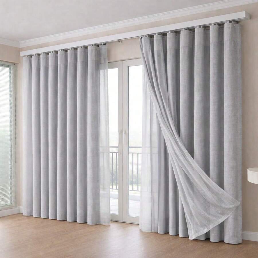 Voile Gauze Curtain With Microfiber Lining For Simple Swiss Track. Various Colors And Sizes. Comfort And Elegance For Living Room, Bedroom, Office. Immediate Shipping. - Màu Xám nhạt - Xem 1