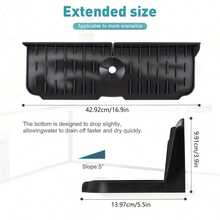 Sink Splash Guard Behind Faucet, Silicone Sink Faucet Drying Mat & Dish Soap Sponge Holder, Silicone Kitchen Sink Auto Drain Organizer (Black,Grey) - Multicolor - View 2