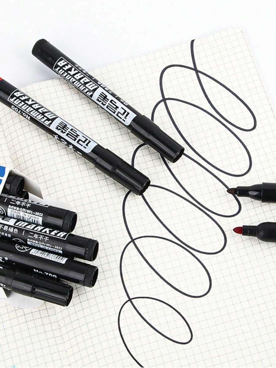 Bộ 20/10/5/2 bút dạ đầu to, mực đen, chống thấm nước, khô nhanh, gốc dầu, dùng cho công trường xây dựng, đánh dấu khi giao hàng. - Tròn - Xem 1