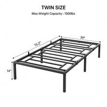 Base De Cama Queen De Metal 14 Pulgadas Con Gran Espacio De Almacenaje, Estructura De Plataforma Resistente Sin Resortes, Antideslizante y Silenciosa, Fácil Montaje - Negro - Ver 7