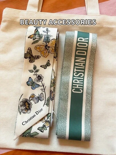 Dior Pañuelo para la cabeza con patrón de mariposa y columna, se puede usar como diadema, pañuelo pequeño o decoración de bolso, casual y lindo en azul, verde, rosa, adecuado como regalo de vacaciones