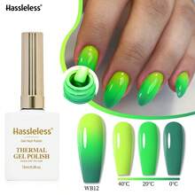 Hassleless 1Pc 15ML Shimmer Thermal Nail Gel Polish Semi Permanent Nail Art Soaking UV LED Nail Salon DIY Nail Salon Gel For Spring And Summer Gift For Women - WB12 - 查看 8