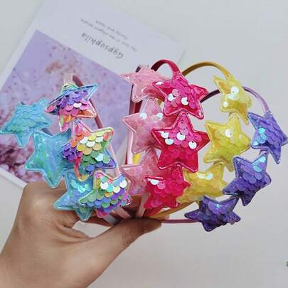 Diadema con estrellas de lentejuelas coloridas, accesorios para el cabello