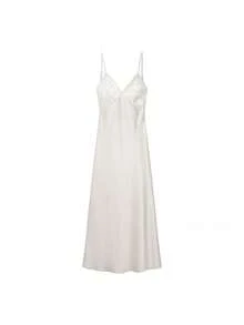 Elegant Vintage Lace Patchwork Solid Color Dress, Suitable For Wedding, Party, Evening Gown Summer - Pearl White - View 3