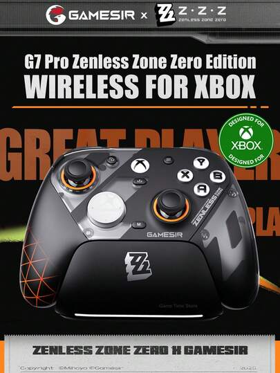  GameSir G7 Pro Zenless Zone Zero Edition Wireless Controller Compatible With Xbox Series X/S Gamepads Compatible With Xbox One X/S PC Windows Android Phone Controle Officially Licensed By Microsoft Mag-Res TMR Joysticks Hall Effect/ Micro Switch Triggers Gyroscope 1000 Polling Rate 4 Motor Rumble 4 Remappable Buttons With 3 Magnetic Faceplate Charging Station Carrying Case