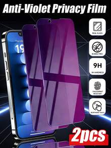2pcs Blue Light Blocking Tempered Glass Screen Protector, Compatible With IPhone 17 Pro Max/16 Pro Max/17 Air/15/14/13/12/11/Mini/Plus/X/XS/XS Max/XR, Full Screen Coverage, Dynamic Island Compatible, Privacy Protection - 2pcs - View 14