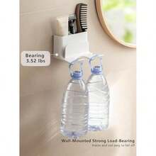 Hair Dryer Holder Adhesive With Comb Storage Holder, Wall Mounted Blow Dryer Organizer, No Drilling Hair Dryer Station With Plug & Cord Organizer For Bedroom Bathroom - White - Style 2 - View 5
