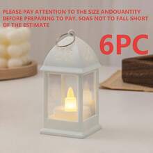 3/6pcs Plastic Mini Lanterns, Hollow Top Design For Easy Carrying, Flameless Warm Light, Retro LED Electronic Plastic Decorative Lamps, Home Decor Accents, Atmosphere Lights For Bedroom, Living Room, Camping, Outdoor, Dates, Picnics, Crafts - Hollow Out Four-corner Lantern - View 15