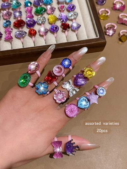 20 piezas Anillos de moda coloridos surtidos, accesorios de joyería asequibles adecuados para uso diario