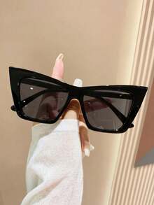 1 Pair Women's Cat Eye PC Frame Solid Color Fashion Glasses For Daily Wear - Black - View 2