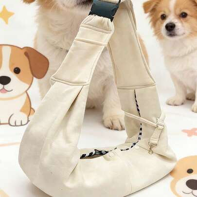 1 pieza Bolsa transportadora para mascotas, adecuada para perros, cachorros y gatos, bolsa de hombro para perros de viaje al aire libre, plegable y portátil, con bolsillo con cremallera y correa de hombro ajustable, bolsa transportadora para mascotas de gran capacidad y transpirable, bandolera/bolso de mano, regalo, regalo del Día de San Valentín