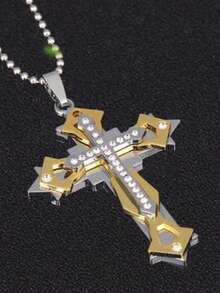 朋克嘻哈创意十字架吊坠项链，不锈钢钛钢男女通用饰品 - 多層十字項鍊 - 查看 8