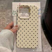 1个黑色波点UV印花图案手机壳，兼容，TPU材质保护壳，时尚保护套，适合作为礼物，创意图案手机壳，生日、圣诞节、万圣节礼物，送给男友、父亲、母亲、家人、朋友 - 古董白 - 查看 4