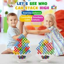 Children's Brick Building Blocks, Stacking Balance Toy, Tower Swing Set, Tall Russian Building Blocks, Stacking Desktop Toy XNOC - 32 Blocks With Base - View 6