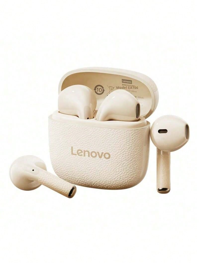 Lenovo EA166 Bluetooth 5.4 Bluetooth Headset: High-Quality Sound, Intelligent Ultra-Clear Call Noise Reduction, IPX5 Waterproof And Sweatproof Rating, Ultra-Low Latency. - Moon Rock White - View 1