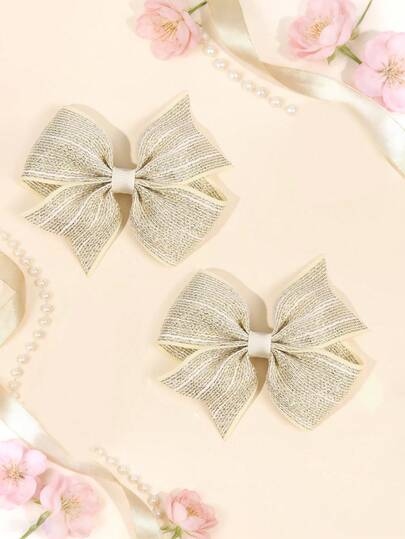 2个装多色蝴蝶结发夹，适合女孩佩戴，燕尾形发夹，精致鳄鱼夹，简约发卡，日常节日派对发饰，青少年发饰