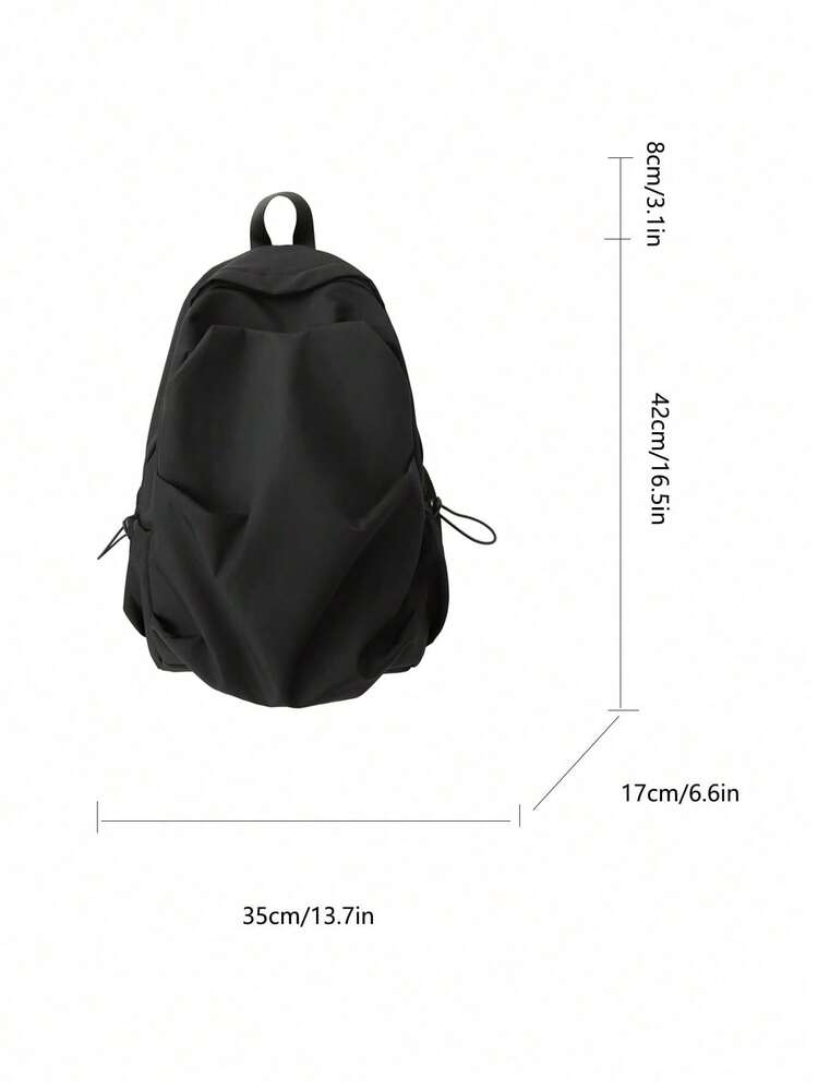 1 pieza Mochila de diseño con múltiples bolsillos, resistente al agua, de unicolor en nailon, ligera y casual, unisex, adecuada para el uso diario, compras, viajes, cabe portátil, gran regalo para jóvenes y estudiantes - Negro - Añade 2