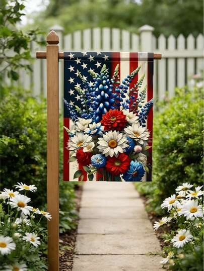 علم حديقة وطني متين بزهور 18 بوصة * 12 بوصة - بوليستر متين، 18 بوصة * 12 بوصة، مثالي للحديقة والمساحات الخارجية (لا يشمل عصا العلم)