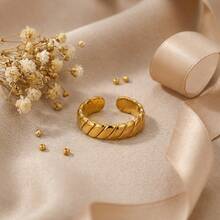 1pc Minimalist Pearl & Rhinestone Shell Geometric Ring, Suitable For Women's Daily Wear - Stainless Steel Ring - View 8