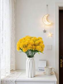 5/200 szt. Sztuczny plastikowy kwiat mniszka lekarskiego, odpowiedni do dekoracji jesiennych, wazonów ślubnych, domu, restauracji, sypialni, świąt i przyjęć urodzinowych, dekoracji ogrodowych, walentynek, prezentów na ukończenie szkoły - Żółty - Zobacz 7