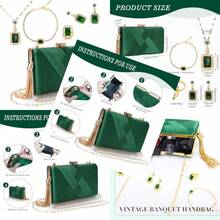 5 piezas de bolsos de mano para mujer juego de joyería con collar aretes anillo pulsera bolso de mano vintage para banquete con cadena desmontable para regalo de boda fiesta suministros-B040 - como en la foto - Ver 3